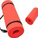All Purpose 1/2-Inch Extra Thick High Density Anti-Tear Exercise Yoga Mat and Knee Pad with Carrying Strap, Multiple Colors (Red)
