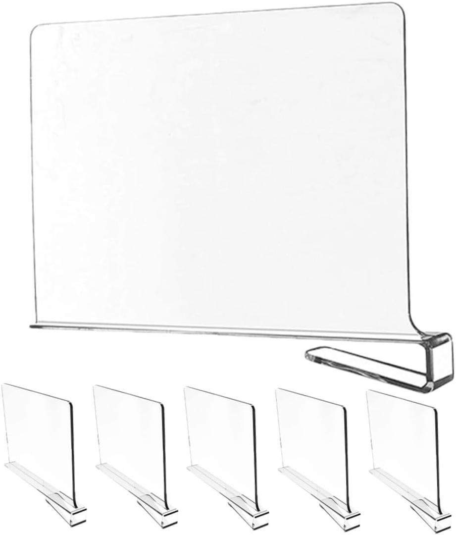6pcs Shelf Dividers For Closet Organization Clear Shelf Separators For Kitchen Office And Bedroom Storage Easy To Install