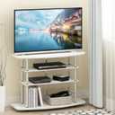 Furinno Frans Turn-N-Tube TV Stand for TV Size up to 43 Inch, 4-Tier, White Oak, 4-Tier for 43" TV, Stainless Steel Poles