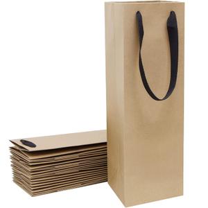 Aimyoo Brown Wine Bottle Gift Bags Bulk,10 Pack Kraft Paper Gift Bags with Handles 4x4x14 inch for Champagne Alcohol