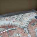 jinchan Area Rug 8x10 Floral Brick Red Rug Distressed Thin Vintage Retro Indoor Non Slip Carpet Kitchen Living Room Bedroom Dining Room (8'x10', Vintage Brick Red)