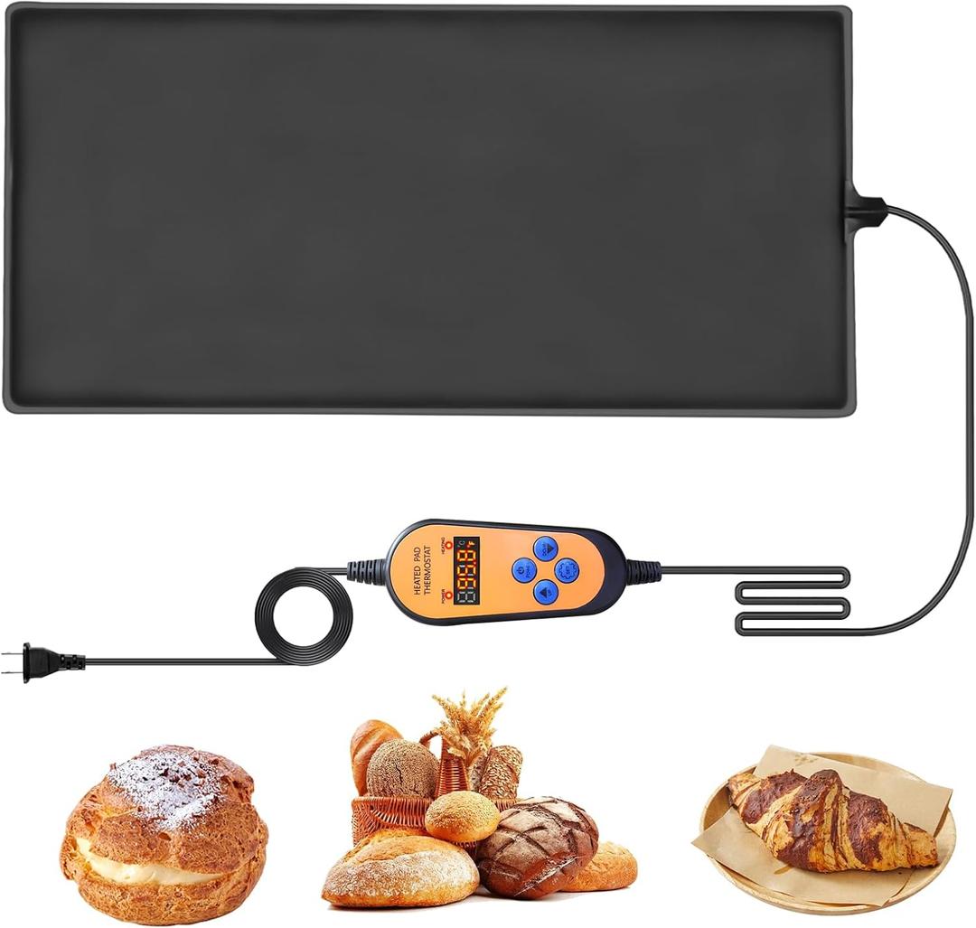 21" L x 10" W Bread Proofing Heating Mat, Sourdough Dough Proofer for Fermenting, Digital Temperature Display - for Making Bread, Baked, Warm