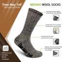 Time May Tell Mens Merino Wool Hiking Cushion Socks Thermal Warm Crew Winter Boot Socks Pack (2/4 Pair,6-13 Size)