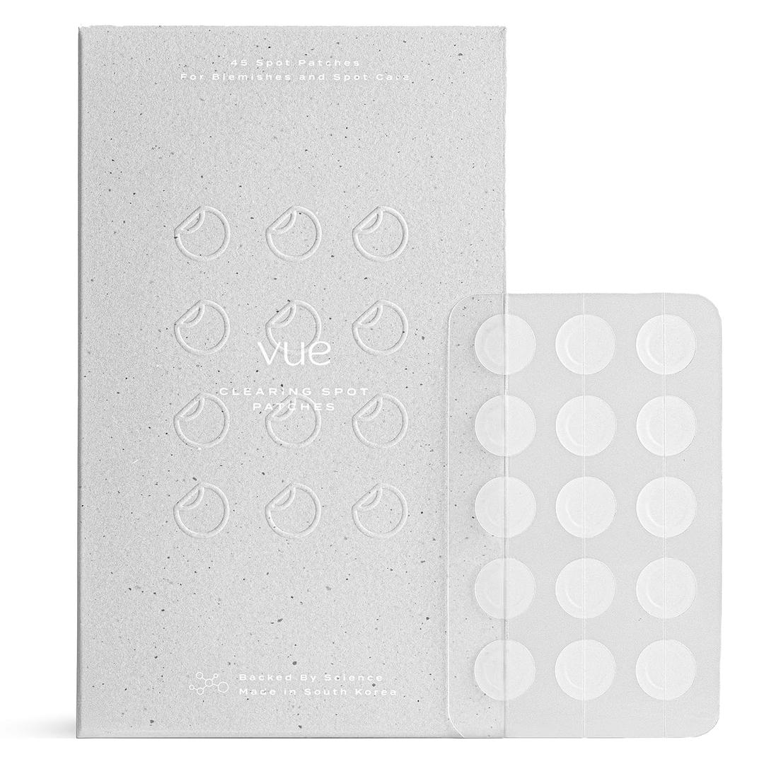Vue Clearing Spot Patches - Hydrocolloid Pimple Patches, Acne Spot Dots for Blemishes and Breakouts, Redness and Blemish Care, Invisible, Discreet, & Gentle for All Skin Types (12mm, 45-Count)