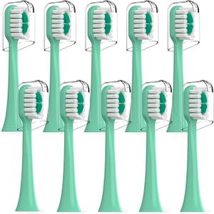 Replacement Brush Heads Compatible with AquaSonic icon Electric Toothbrush, 10 Pack, Mint