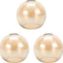 3 Pack Amber Glass Shade Replacements, Globe Glass Lamp Shade Covers for Light Fixtures, 1.65 In Fitter 5.1 In Height 5.9 In Diameter Globes Lampshades for Wall Sconces Chandelier Pendant Lights