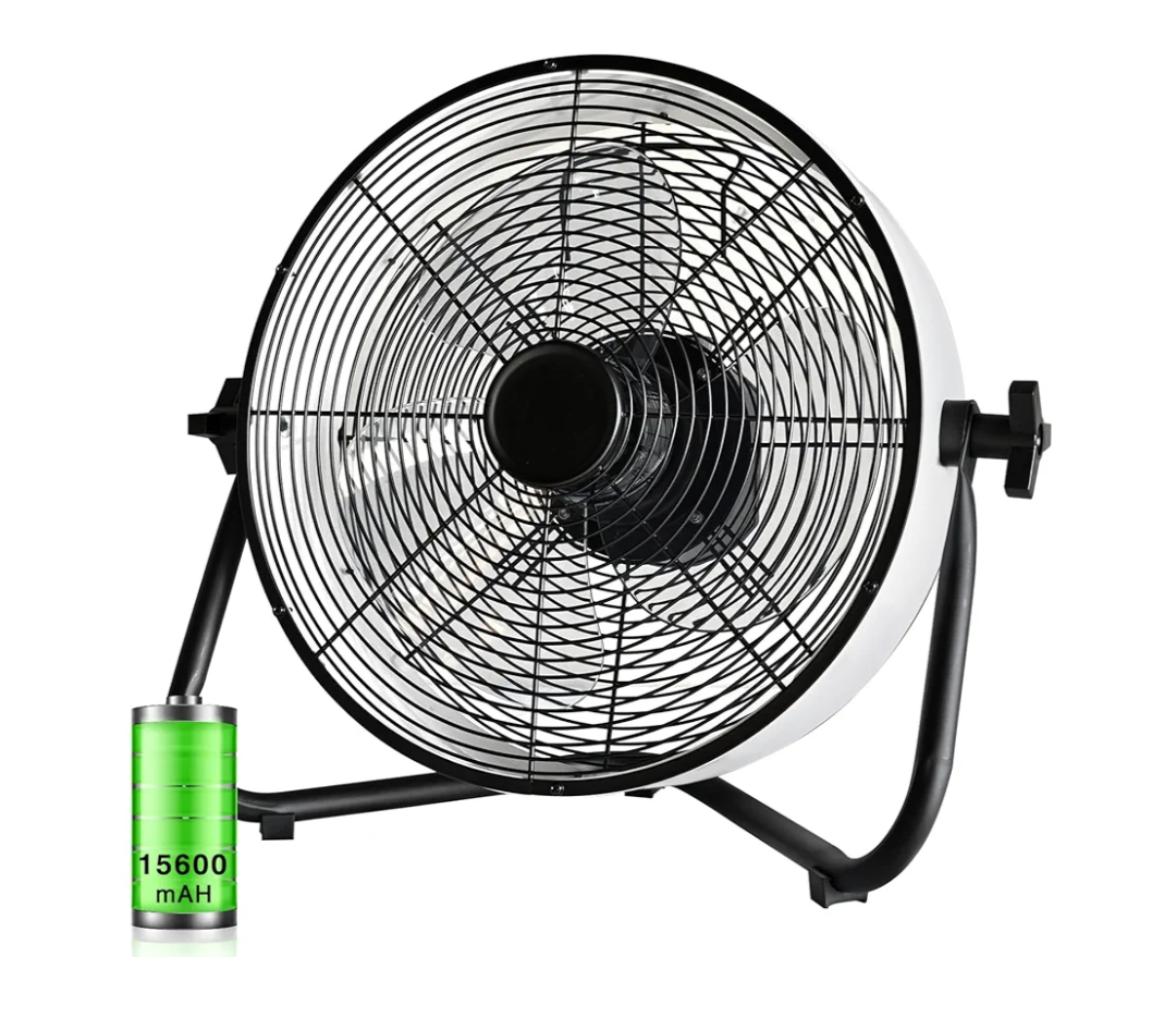 Rechargeable Battery Operated Drum Fan, Portable Outdoor Hurricane Emergency 7-47H Large Battery 12" Floor Fan Hi-Velocity Low Noise Cordless, Watching Event Camping Travel Indoor Home Patio