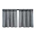 Valea Home Burlap Tier Kitchen Rod Pocket Curtains for Short Window, 24 inch Linen Cafe Style, Grey, Set of 2