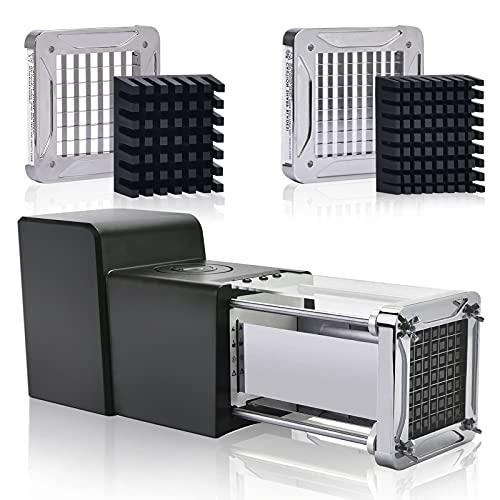 Electric French Fry Cutter, Sopito Stainless Steel Potato Cutter with 1/2-Inch Blade & 3/8-Inch Blade Perfect for Potatoes Carrots Cucumbers