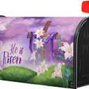Easter He is Risen Mailbox Cover - Magnetic Standard Size 25.5 x 21 Inch Spring Purple Flowers Decorative for Home Outdoor Garden