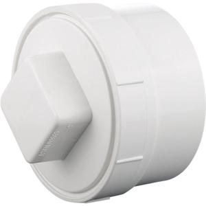 4" PVC DWV Cleanout Plug Cap female sewer Adapter Fitting with drainage and piping systems White
