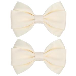 4.5 Inches Hair Bows for Girls Thick Ribbon Boutique Alligator Clips Hair Accessories for Baby Girls Toddlers Kids Teens 2 Pcs (Beige)