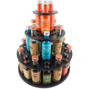 Party Display for Mini Liquor Bottles | 21st Birthday Holiday Celebration Decoration Centerpiece (Three Tier, Black)