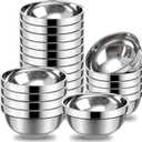 Eccliy 20 Pack Stainless Steel Bowls Set, 17 oz Double Walled Insulated Metal Bowl Bulk for Rice Soup Ice Cream Snacks Salad Cereal Sauces Serving, Easy to Clean, Stackable, 5.1 x 2.6 Inch