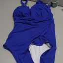 Eomenie Women's One Piece Swimsuit Tummy Control Bathing Suit V Neck Slimming 1 Piece Swimwear (Royal Blue Ribbed, S)