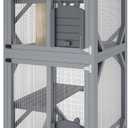 4 Tier Wood Catio Outdoor Window Cat Enclosure, Cat House On Wheels with Scratch Post, Resting Box, 4 Platforms, 2 Sliding Doors & Weatherproof Roof, Cats Kitty Condo Cage Shelter Playpen