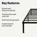 Amazon Basics Metal Bed Frame, Non-Foldable Platform Bed, Easy Assembly, Twin, 39W x 75L x 14H in, Black