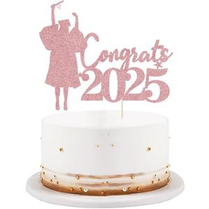 Happy 2025 graduation cake topper senior high school university postgraduate Graduation cake topper Cake decorations for girls graduation party in 2025 Supplies