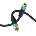 BlueRigger RCA Audio Subwoofer Cable (35FT, Dual Shielded, Gold Plated RCA Connectors)  for Subwoofer, Amplifier, Home Theater