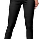 Hybrid & Company Womens Hyper Ultra Stretch Comfy Skinny Leg 3 Button Wide Waist Work Casual Pants (Black)