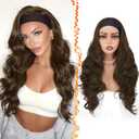 BARSDAR Long Body Wave Headband Wig - 26 Inch Synthetic Light Brown Loose Body Wavy Headband Wig for Women - Wear and Go Glueless Wigs Soft Natural Looking Easy Wear Head Band Wigs