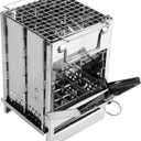 REDCAMP Wood Burning Folding Camp Stove Stainless Steel Grid, Portable Collapsible Backpacking Stove Survival Rocket Stove for Hiking Outdoor Tent Camping Picnic BBQ, Samll