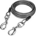 Mighty Paw Heavy Duty Dog Tie Out Cable - Come In 2 Thicknesses - Perfect For Large & Small Dog - Provides Off-Leash Feel With Total Control - Strong Braided Steel Cable For Durability - Weather Proof (Standard | Dogs 0 - 60 lbs, Black)