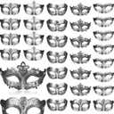 Yunsailing 40 Pcs Masquerade Mask Bulk Vintage Mardi Gras Masks Antique for Halloween Ball Cosplay Performance Prop (Silver)