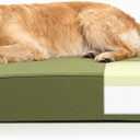 Sytopia 7" Thick Orthopedic Dog Beds for Extra Large Dogs, Canvas Dog Bed with Chew Proof Fabric Cover, Ups to 150 Pounds, 35D Memory Foam Dog Beds with Waterproof Liner & Washable Cover, Green