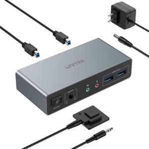 Unitek HDMI KVM Switch 2 Monitors 2 Computers 4K@60Hz USB 3.0 KVM Switches Share Dual HDMI Monitors 3 USB Ports for Keyboard Mouse Hard Drives Mic Headset Ports 2 Cable DC 5V Adapter Controller