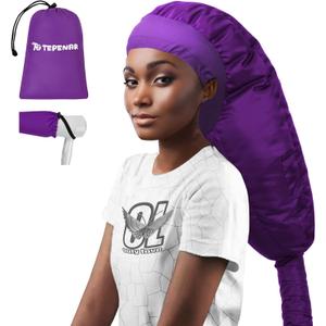TEPENAR Hair Dryer Bonnet Attachment: Upgraded Extra Large Hooded Dryer Adjustable Hair Dryer Caps - Easy to Use for Natural Curly Textured Hair Care Styling Fast Drying - Purple