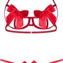 Sexy Womens Exotic Lingerie Sets, Bow Tie Hot Cute Teddy 2 Piece Lingerie Set Holiday Lingerie (Large, Red)