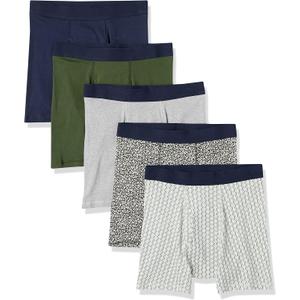 Amazon Essentials Men's Breathable Cotton Underwear Boxer Briefs, Tag-Free, Pack of 5 (XL)