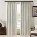 YZ HOME Pinch Pleated Linen Curtains 100% Blackout 90 Inches Long for Living Room Bedroom, Memory Thermal Insulated Room Darkening Window Drapes with Rings Hooks, 2 Panels, Natural, 40" Wx90 L
