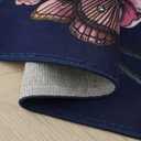 Rugcomf Door Mat Indoor Entrance 2x3 Rug Machine Washable Boho Floral Butterfly Small Area Rug Non-Slip Low Pile Throw Rugs for Entryway Kitchen Front Door Indoor Entrance Entry Kids Room, Night Blue
