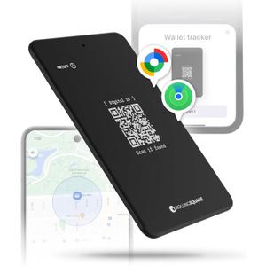 Rolling Square AirCard Dual - Bluetooth Wallet Tracker - Compatibile with Both Apple iOS Find My and Google Android Find Hub  Wireless Charging, Anti-Loss Card  Smart Locator, Black