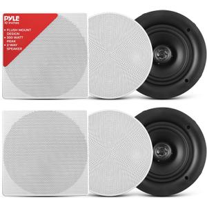 Pyle 10 Ceiling Wall Mount Speakers - Pair of 2-Way Full Range Sound Stereo Speaker Audio System Flush Design w/ Electronic Crossover Network 35Hz-20kHz Frequency Response & 300 Watts Peak PDIC106
