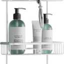 Zenna Home Rustproof Hanging Shower Caddy, Over the Shower Head Caddy with 2 Shelves and Built In Hooks, Aluminum Bathroom Hanging Organizer, Satin Chrome