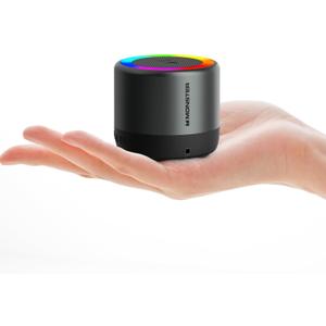 Monster S270 Bluetooth Speaker, Mini Portable Speaker with 360 Surround Sound, Bluetooth 6.0, Colorful Lights, TWS Paring, IPX6 Waterproof Wireless Speaker for Hiking, Cycling, and Indoor Activities