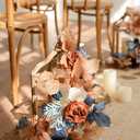 Ling's moment 6Pack 2ft Artificial Flowers Garland Orange & Navy Blue Lantern Flower Centerpieces Wedding Aisle Chair Flowers Arch Floral for Signs Table Window Cake Decorationnot including lanterns