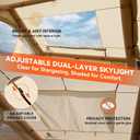 4 Person Inflatable Tent with Stove Jack & Canopy, 4 Season Glamping Air Tent with Panoramic Skylight, AC & Power Port, Waterproof Blow Up Tent House for Camping, Easy Setup
