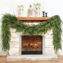 6FT Christmas Artificial Norfolk Pine Garland for Fireplace - Realistic Faux Greenery Fake Garland for Holiday,Table, Window,Mantel,Stairs, Home,Indoor Outdoor Decor (2PCS)