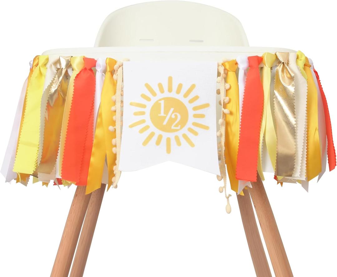 Half Birthday Boho Sun Highchair Banner - You Are My Sunshine1/2 Banner, 1/2 Trip Around The Sun Birthday Party Decoration (half)