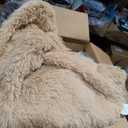 Bedfolks Waterproof Dog Crate Bed,Plush Dog Bed with Removable Washable Cover,Faux Fur Dog Crate Pad for Large Dogs,Fluffy Dog Kennel Bed 35"x23",Solid Camel