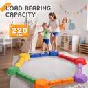 18 Pieces Non-Slip Balance Beam Stepping Stones for Kids 3 Years + Stackable Obstacle Course Balance Board for Toddlers Thicken Plastic Hold up 220LBS Indoor Outdoor Sensory Toy