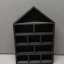 House Shaped Wooden Shadow Cubby Box 10 W x 2 1/4 D x 15 H Hanging Display Shelf Organizer Wall Mounted Curio Cabinet Wooden Display Case Miniature Shelf for Figures(Black)