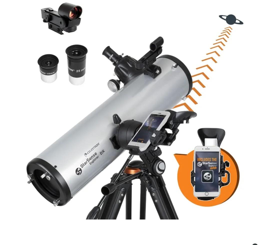 Celestron StarSense Explorer DX 130AZ App-Enabled Telescope – 130mm Newtonian Reflector with Smartphone Dock & StarSense App – iPhone & Android Compatible – Easy-to-Use for Beginners