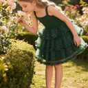 Arshiner Toddler Girls Tulle Dress Tiered Ruffle Fluffy Spaghetti Straps Tutu Dresses Summer Clothes (Green)