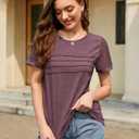 Summer Tops for Women Beach Fashion Spring Short Sleeve Shirts Outfits Business Tshirts Casual Blouses Clothes (Beige, L)