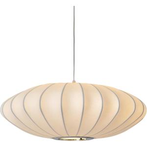 23.6 Inch Large White Silk Saucer Pendant Light Fixture Modern Hanging Lamp for Living Room, Bedroom, Dining Room, White Ceiling Decor Chandeliers for Dining Room Restaurant